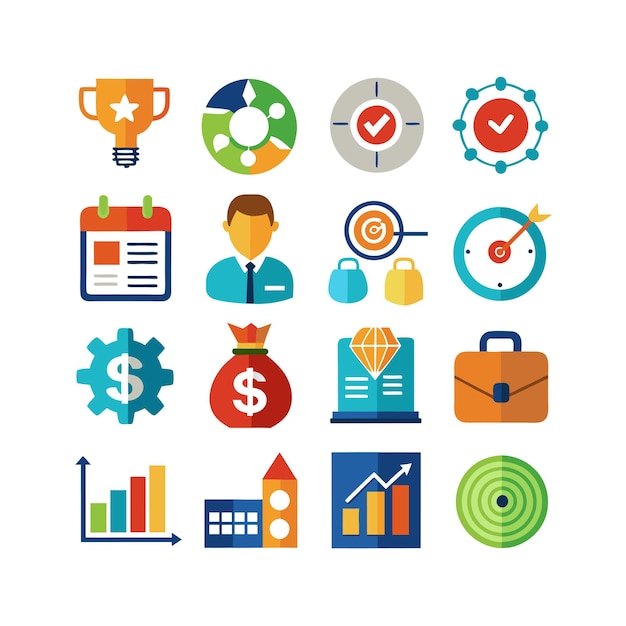 Colección de iconos de negocios y finanzas Ilustración vectorial para documentos, sitios web y aplicaciones