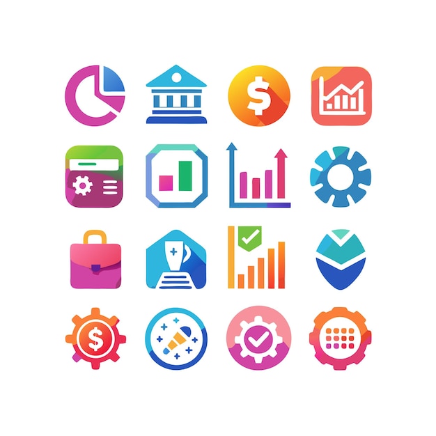 Colección de iconos de negocios y finanzas Ilustración vectorial para documentos, sitios web y aplicaciones