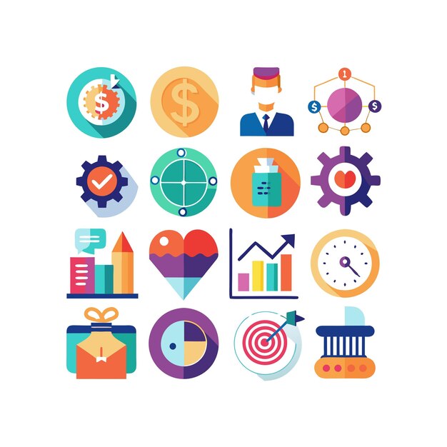 Colección de iconos de negocios y finanzas Ilustración vectorial para documentos, sitios web y aplicaciones