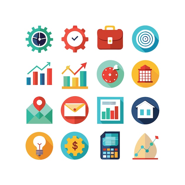 Colección de iconos de negocios y finanzas Ilustración vectorial para documentos, sitios web y aplicaciones