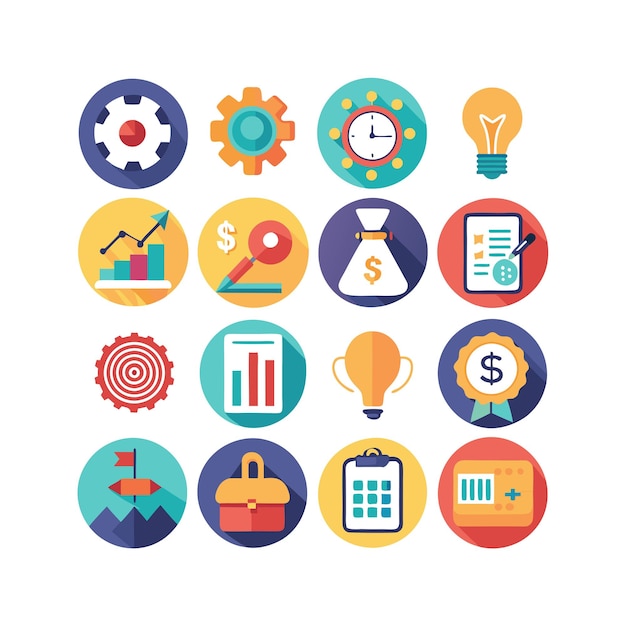 Colección de iconos de negocios y finanzas Ilustración vectorial para documentos, sitios web y aplicaciones