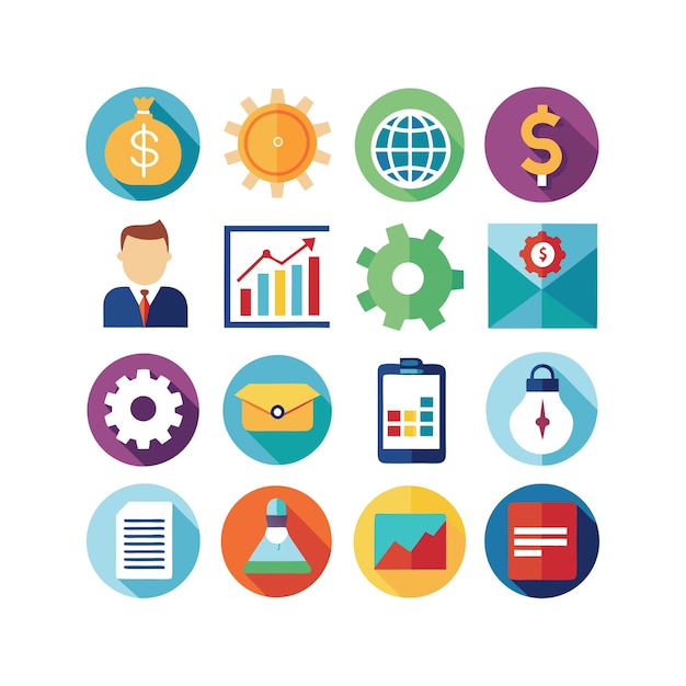 Colección de iconos de negocios y finanzas Ilustración vectorial para documentos, sitios web y aplicaciones