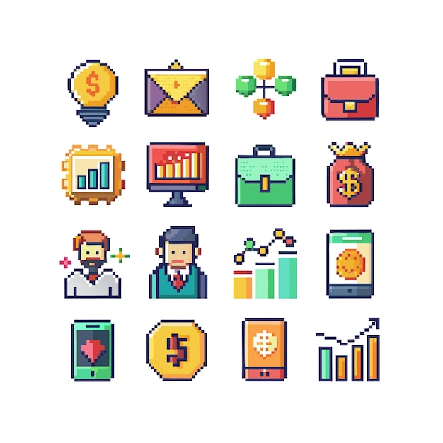 Colección de iconos de negocios y finanzas Ilustración vectorial para documentos, sitios web y aplicaciones
