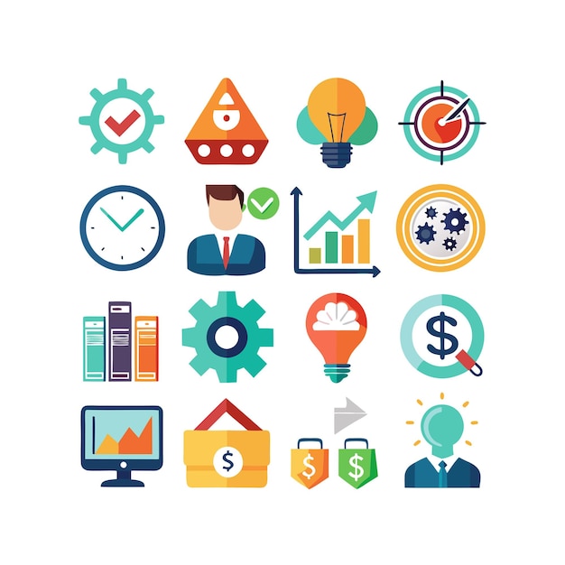 Colección de iconos de negocios y finanzas Ilustración vectorial para documentos, sitios web y aplicaciones