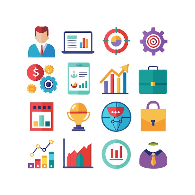 Colección de iconos de negocios y finanzas Ilustración vectorial para documentos, sitios web y aplicaciones