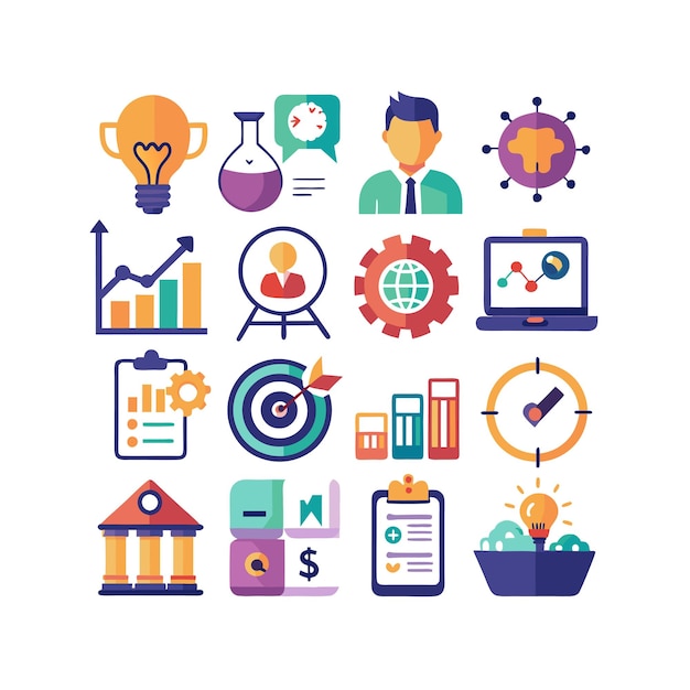 Colección de iconos de negocios y finanzas Ilustración vectorial para documentos, sitios web y aplicaciones