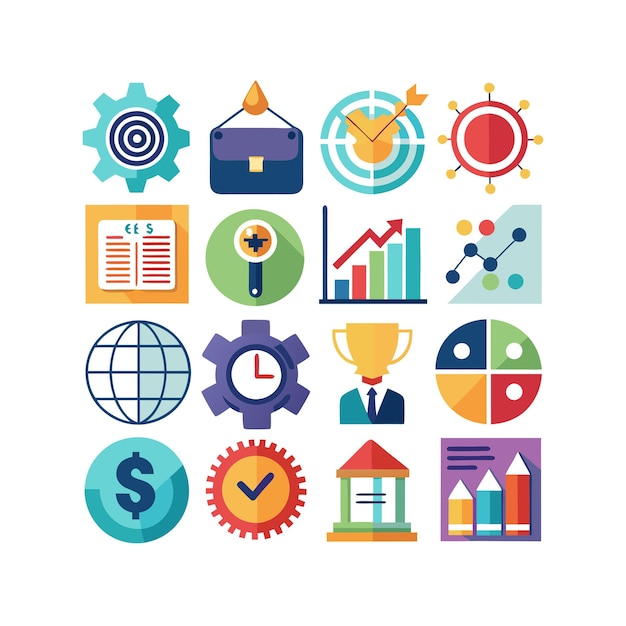 Colección de iconos de negocios y finanzas Ilustración vectorial para documentos, sitios web y aplicaciones
