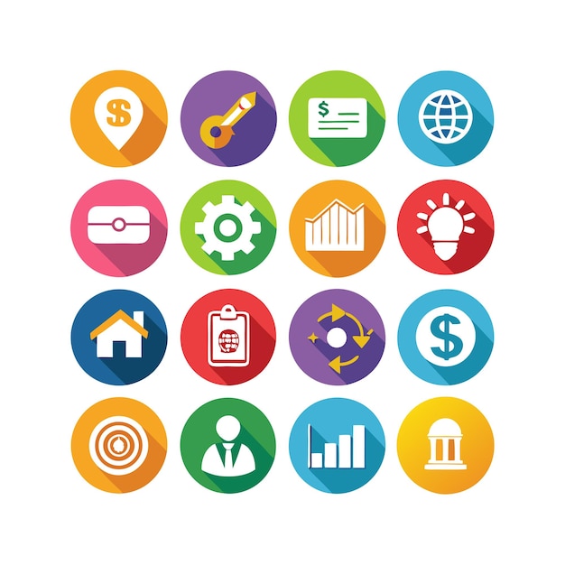 Colección de iconos de negocios y finanzas Ilustración vectorial para documentos, sitios web y aplicaciones