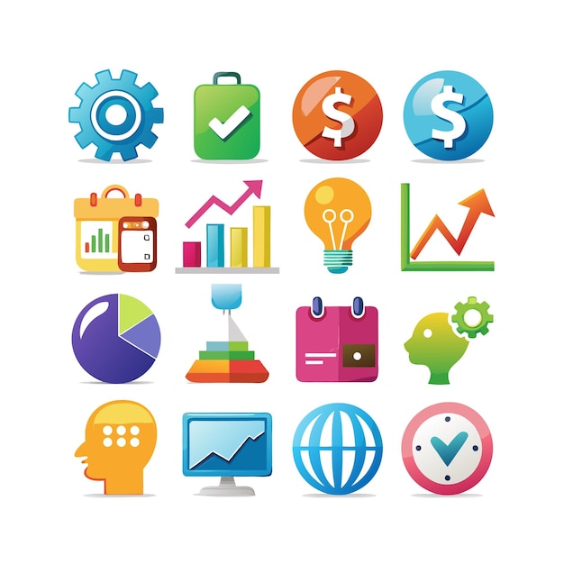 Colección de iconos de negocios y finanzas Ilustración vectorial para documentos, sitios web y aplicaciones