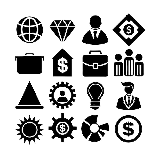 Colección de iconos de negocios y finanzas Ilustración vectorial para documentos, sitios web y aplicaciones