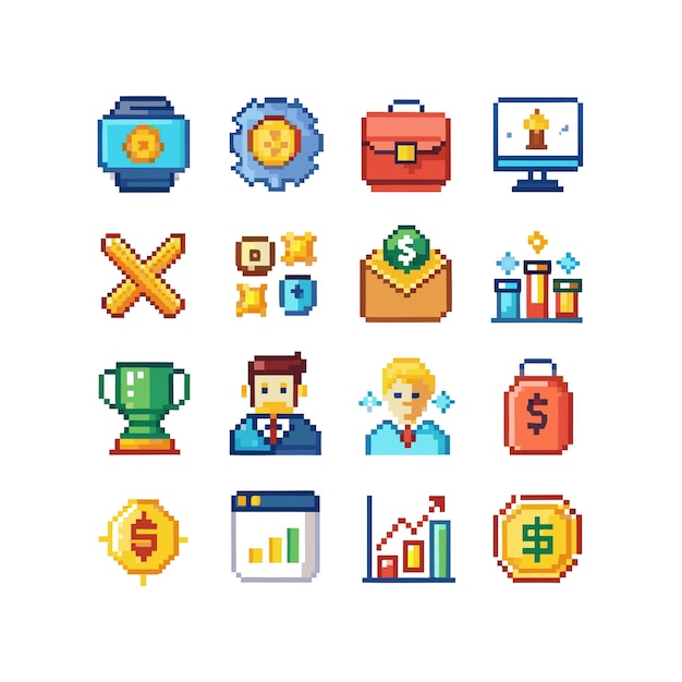 Colección de iconos de negocios y finanzas Ilustración vectorial para documentos, sitios web y aplicaciones