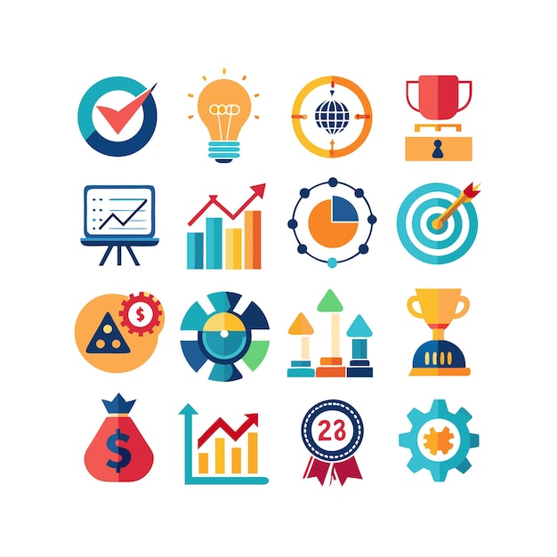 Colección de iconos de negocios y finanzas Ilustración vectorial para documentos, sitios web y aplicaciones