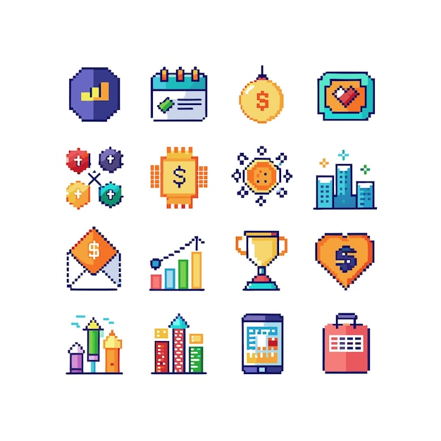 Colección de iconos de negocios y finanzas Ilustración vectorial para documentos, sitios web y aplicaciones