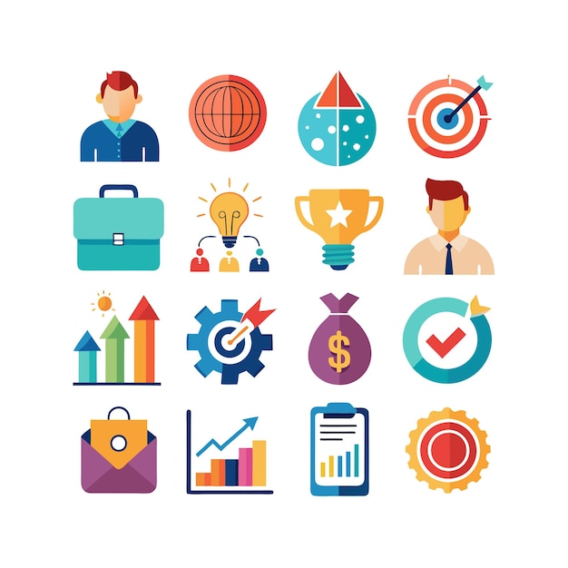 Colección de iconos de negocios y finanzas Ilustración vectorial para documentos, sitios web y aplicaciones
