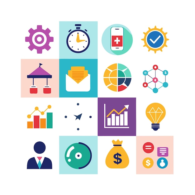 Colección de iconos de negocios y finanzas Ilustración vectorial para documentos, sitios web y aplicaciones
