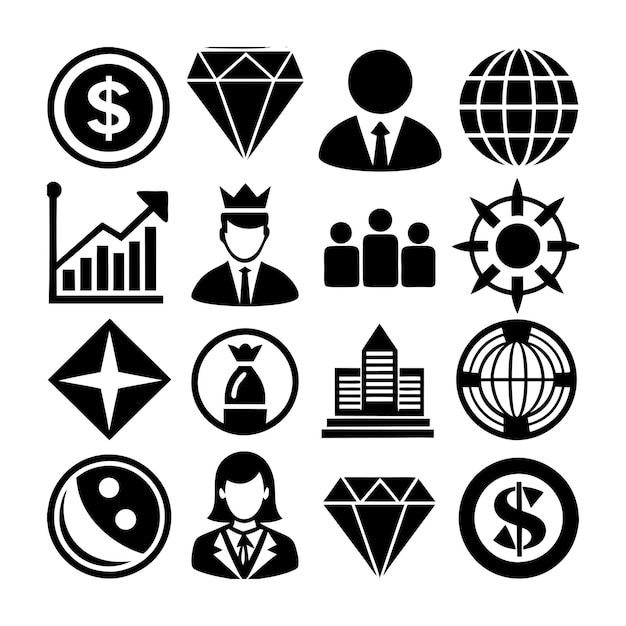 Colección de iconos de negocios y finanzas Ilustración vectorial para documentos, sitios web y aplicaciones
