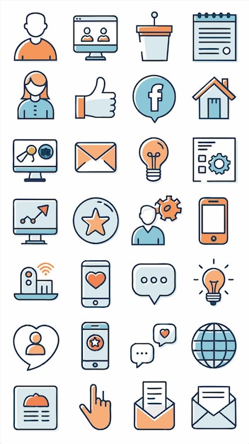 una colección de iconos de negocios, incluido uno que dice "casa"