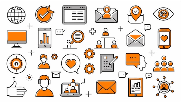 una colección de iconos de negocios, incluido uno que dice negocios