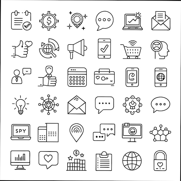 una colección de iconos de negocios, incluido uno que dice negocios