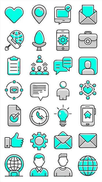 una colección de iconos de negocios, incluido uno que dice negocios