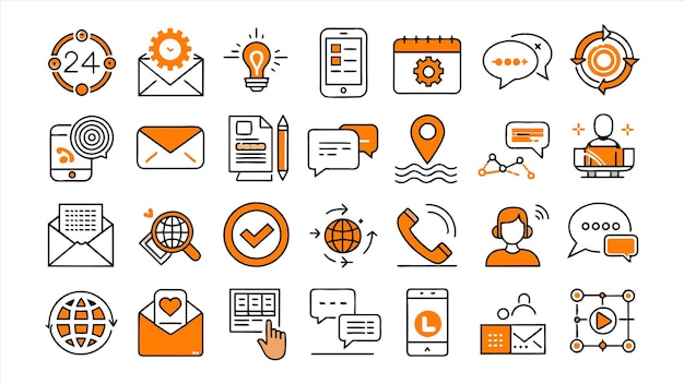una colección de iconos de negocios, incluido uno que dice trabajo