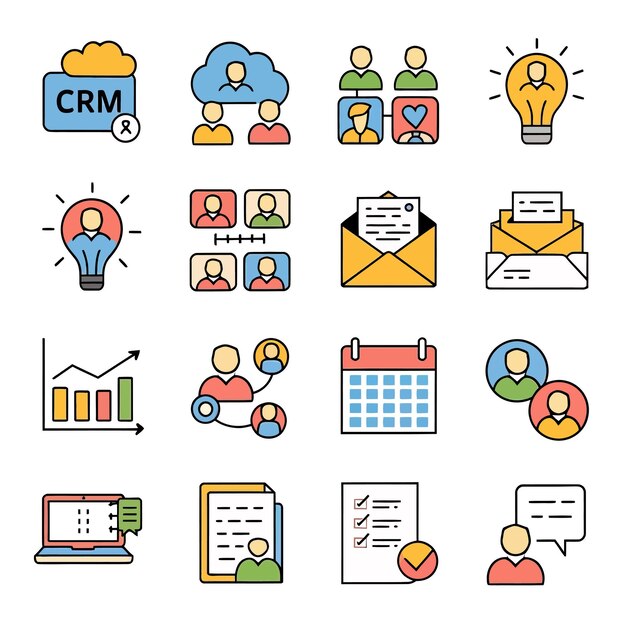 una colección de iconos de negocios incluyendo la palabra "dope"