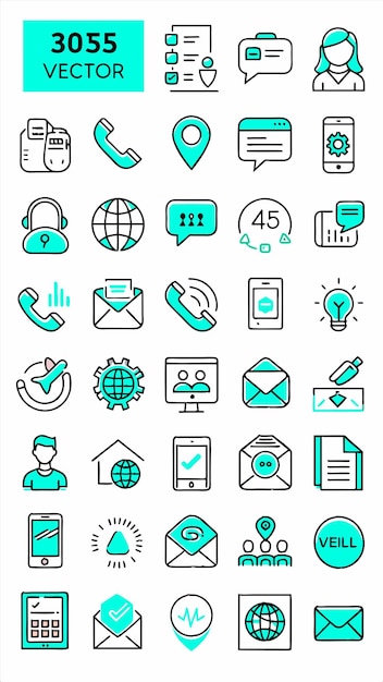 una colección de iconos de negocios que incluyen un teléfono teléfono teléfono y un letrero que dice la hora del día