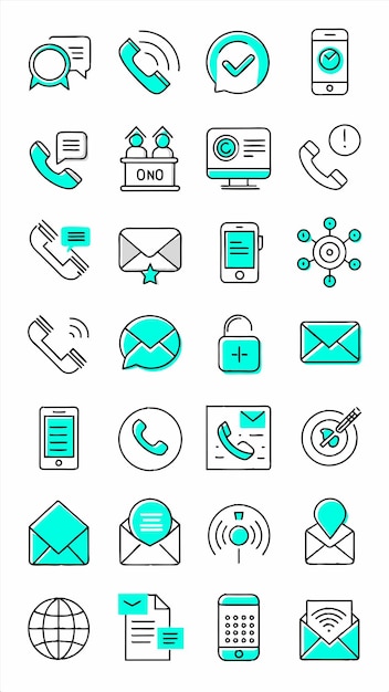 una colección de iconos de negocios que incluyen un teléfono teléfono teléfono y teléfono