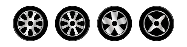 colección de iconos de neumáticos de automóviles diseño moderno aislado en fondo blanco