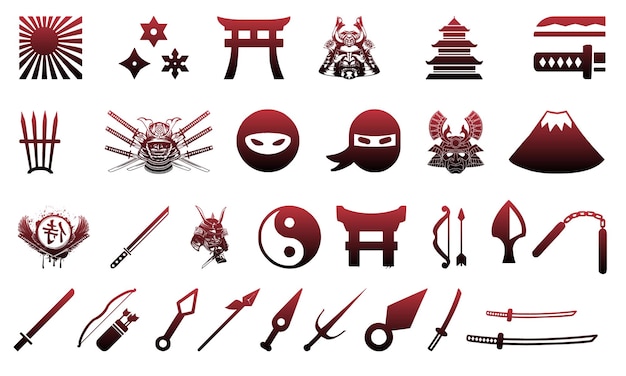 Vector colección de iconos de los ninjas