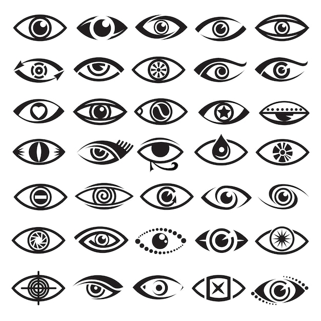 Vector colección de iconos de ojos monocromáticos