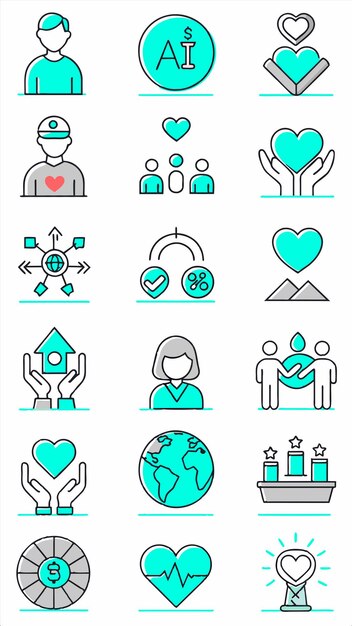 una colección de iconos con las palabras amor en ellos