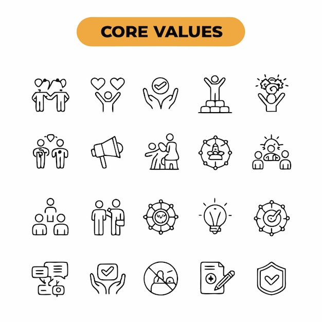 una colección de iconos con las palabras valor valor valor valor