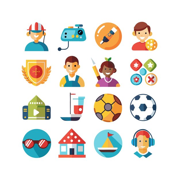 Colección de iconos de pasatiempos e intereses para documentos, sitios web y aplicaciones móviles