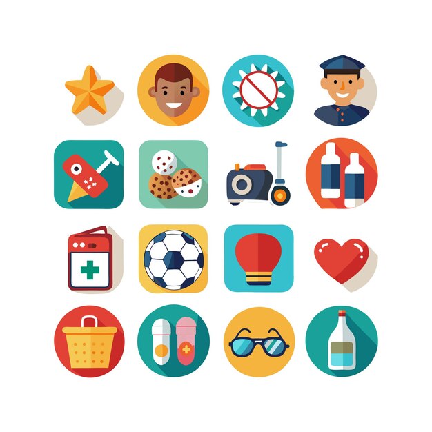 Colección de iconos de pasatiempos e intereses para documentos, sitios web y aplicaciones móviles