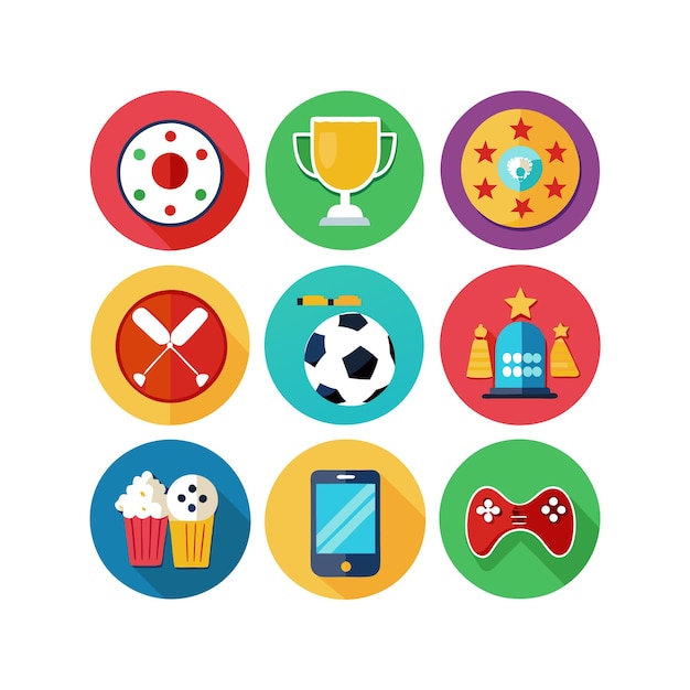 Colección de iconos de pasatiempos e intereses para documentos, sitios web y aplicaciones móviles
