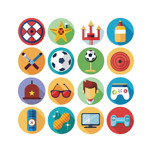 Colección de iconos de pasatiempos e intereses para documentos, sitios web y aplicaciones móviles