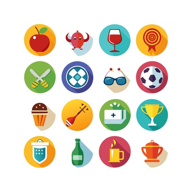 Colección de iconos de pasatiempos e intereses para documentos, sitios web y aplicaciones móviles