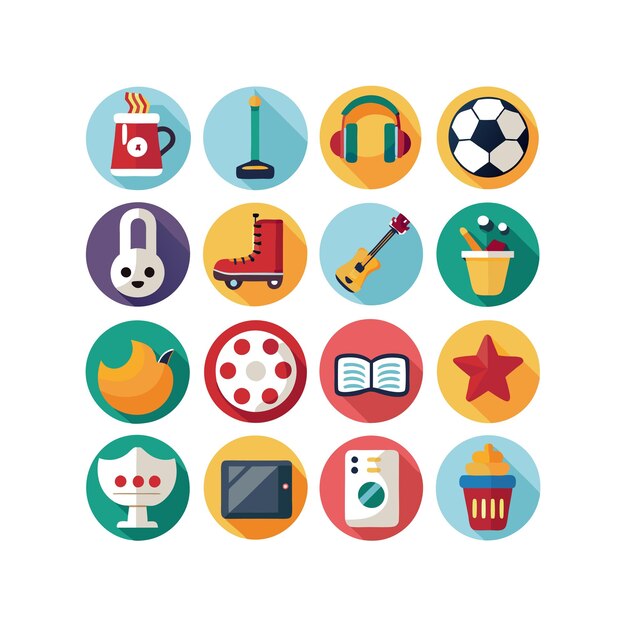 Colección de iconos de pasatiempos e intereses para documentos, sitios web y aplicaciones móviles