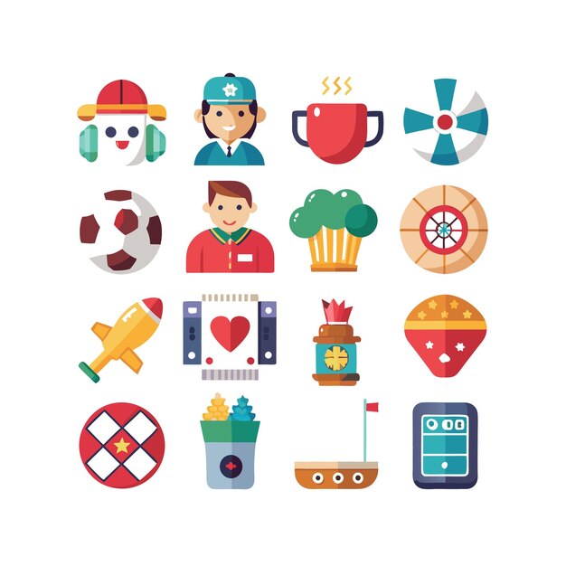 Colección de iconos de pasatiempos e intereses para documentos, sitios web y aplicaciones móviles