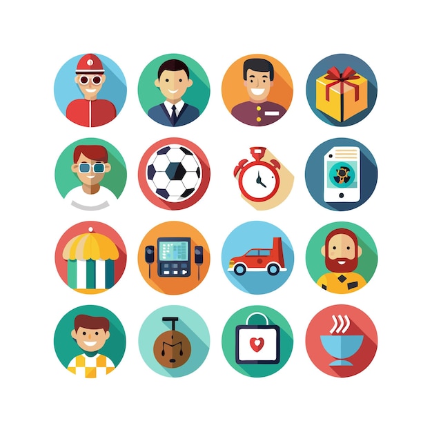 Colección de iconos de pasatiempos e intereses para documentos, sitios web y aplicaciones móviles