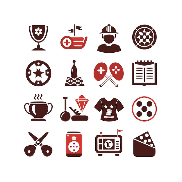 Colección de iconos de pasatiempos e intereses para documentos, sitios web y aplicaciones móviles