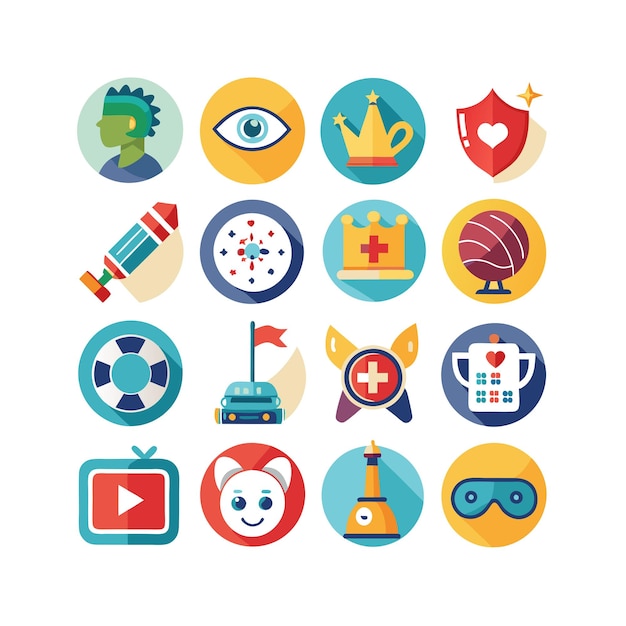 Colección de iconos de pasatiempos e intereses para documentos, sitios web y aplicaciones móviles