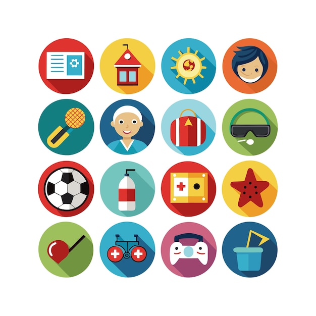 Colección de iconos de pasatiempos e intereses para documentos, sitios web y aplicaciones móviles