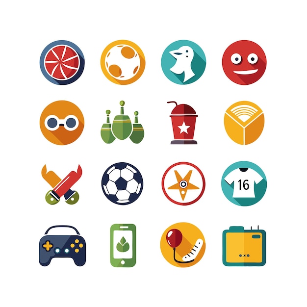 Colección de iconos de pasatiempos e intereses para documentos, sitios web y aplicaciones móviles