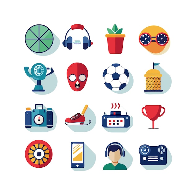 Colección de iconos de pasatiempos e intereses para documentos, sitios web y aplicaciones móviles