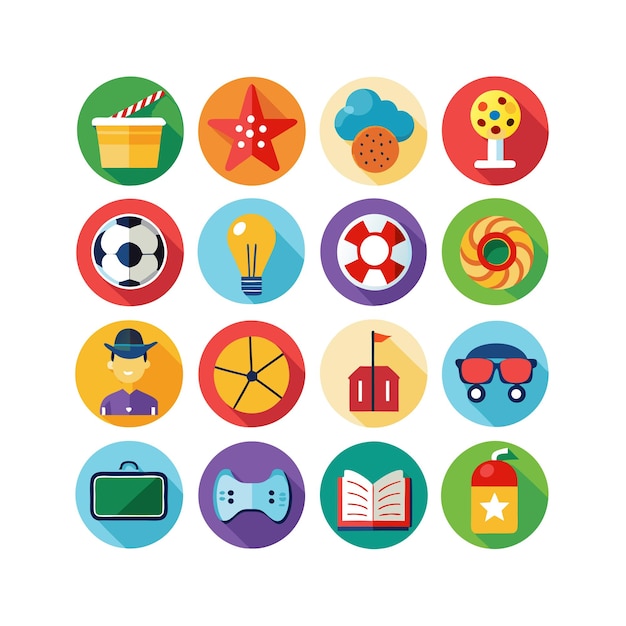 Colección de iconos de pasatiempos e intereses para documentos, sitios web y aplicaciones móviles