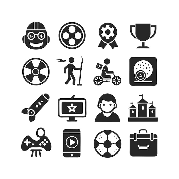 Colección de iconos de pasatiempos e intereses para documentos, sitios web y aplicaciones móviles