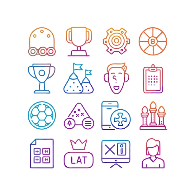 Colección de iconos de pasatiempos e intereses para documentos, sitios web y aplicaciones móviles