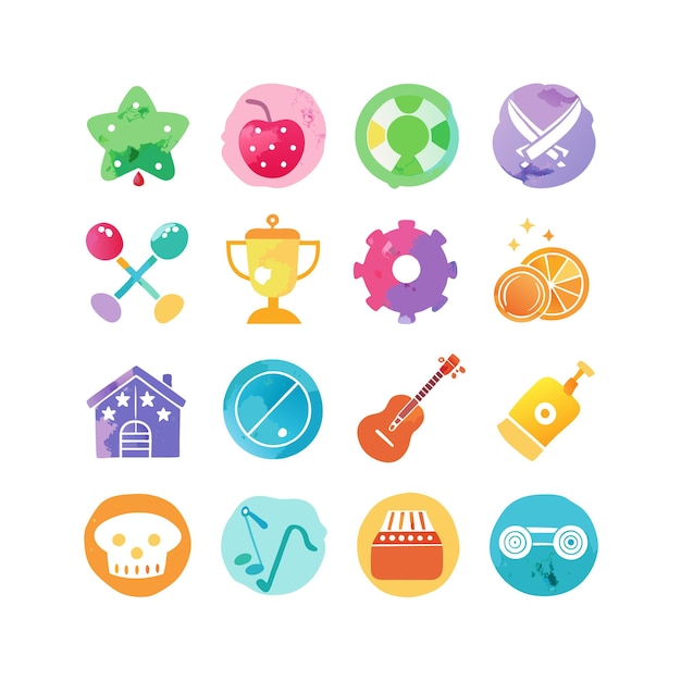 Colección de iconos de pasatiempos e intereses para documentos, sitios web y aplicaciones móviles